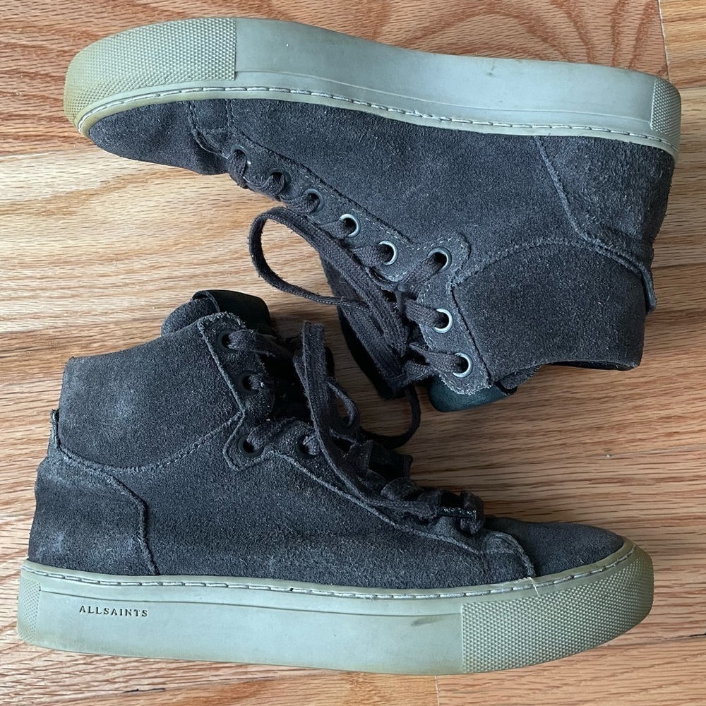 ALLSAINTS All Saints Gray Suede Lace Up Crescent Hi Top Sneakers Size 36